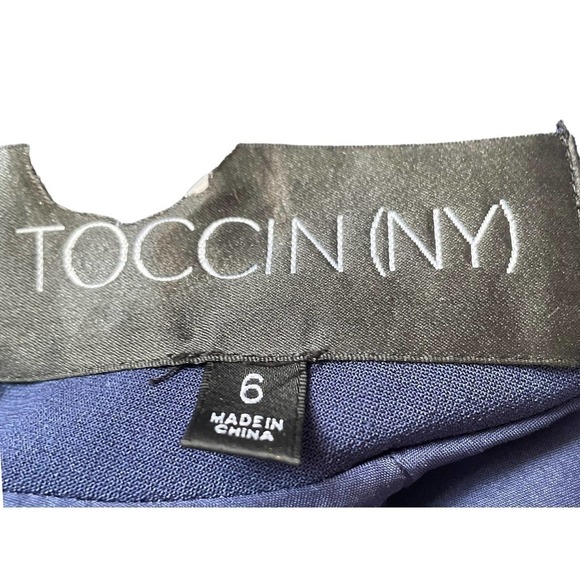 𝅺toccin (NY) BLUE MOCK NECK  DRESS WITH 1/2 SLEEVES, BELT TIE - Picture 10 of 10